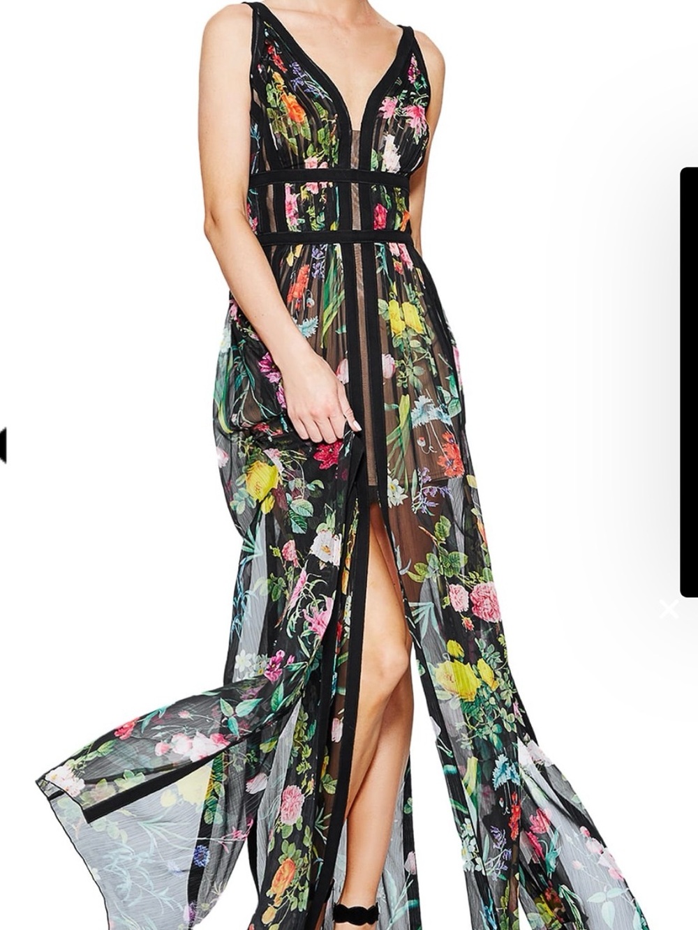Tadashi Shoji ‘ Clea’ Black Floral Gown originally $837